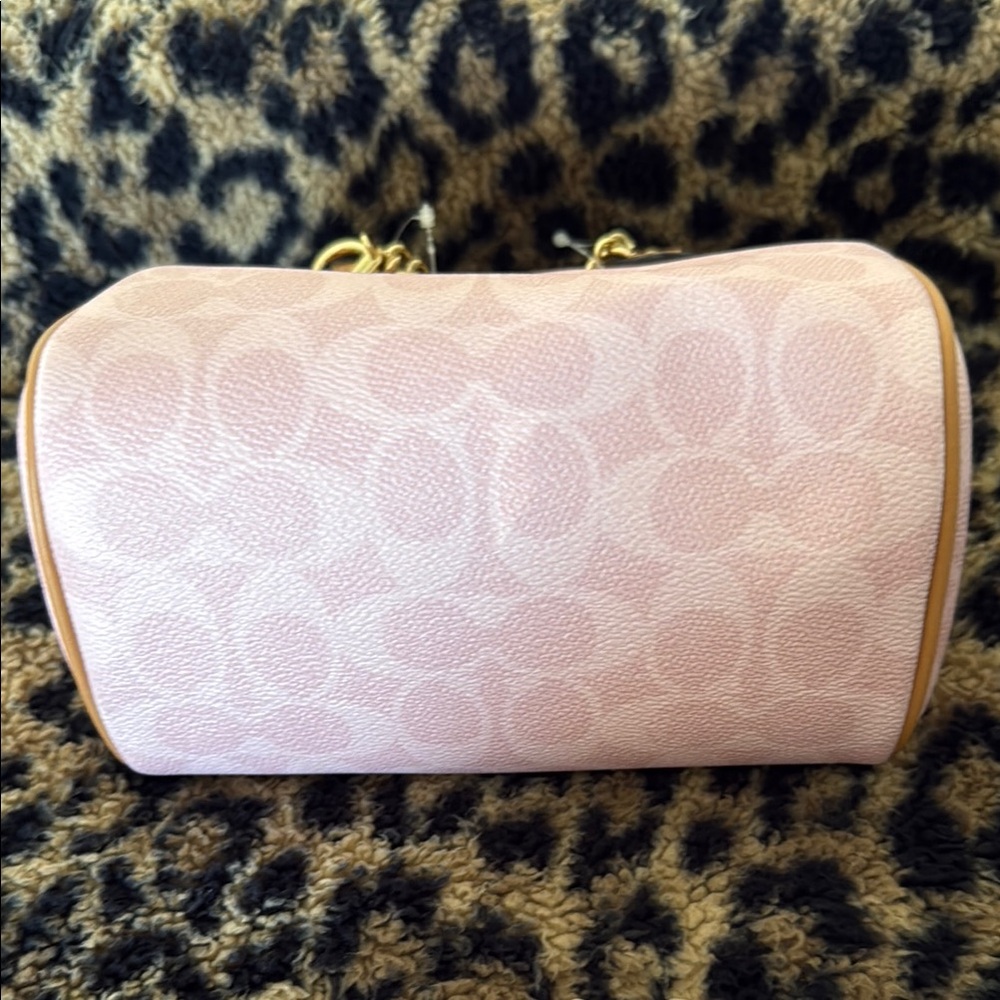 Coach Pink Signature Mini Rowan with Tan Trim - Picture 3 of 4